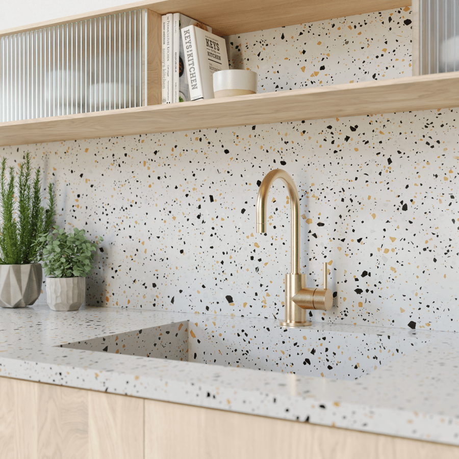 Terrazzo Texture, Speckled White & Tan
