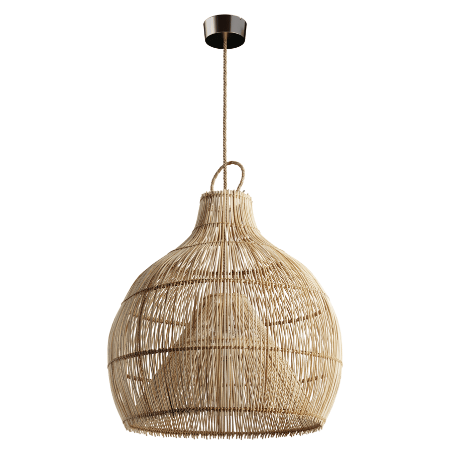 Wicker Bamboo Rattan Pendant Light Model, Light