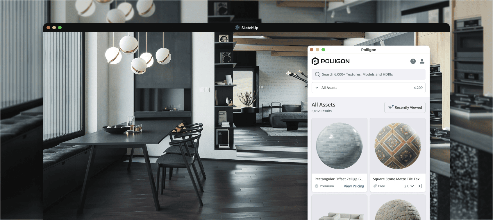 Poliigon SketchUp Extension in action